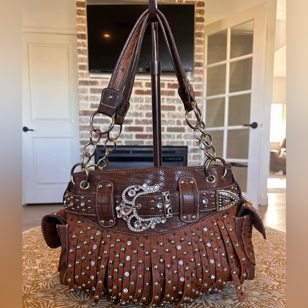 NWOT Brown Studded Handbag